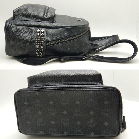 MCM Stark Visetos Black Leather Backpack Bag (Pre-Owned) - Picture 3 of 10